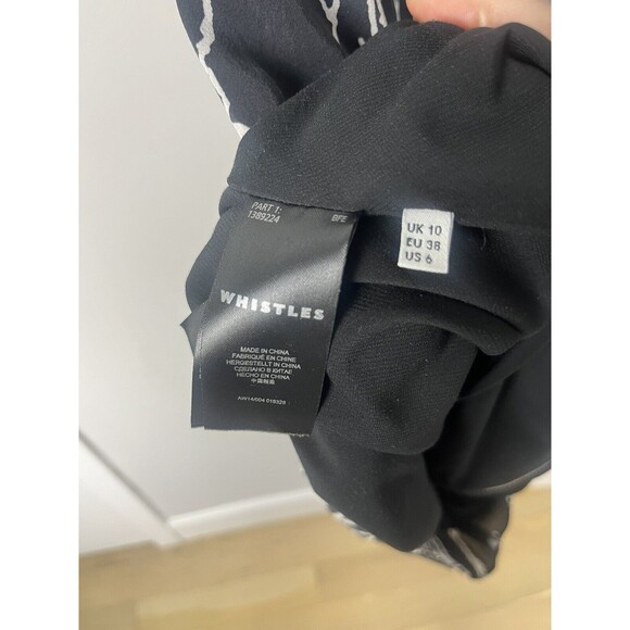 Whistles Black White Patterned Silk Blend Dress Size US 6 - Picture 5 of 5